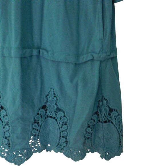 Weekend Suzanne Betro Tunic Top Womens 1X Teal Pockets Boho 3/4 Sleeve - Picture 3 of 7